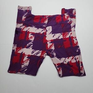 LuLaRoe Leggings O/S NWT purple pink white Artsy Paint Pattern Plaid Inspired